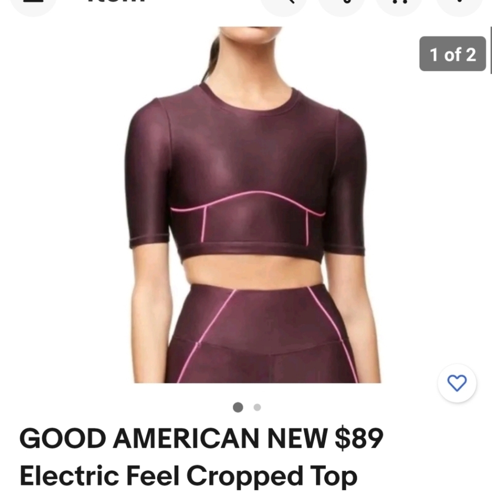 Good American Electric Feel Cropped Top Short Sleeve Sculpt Stretch